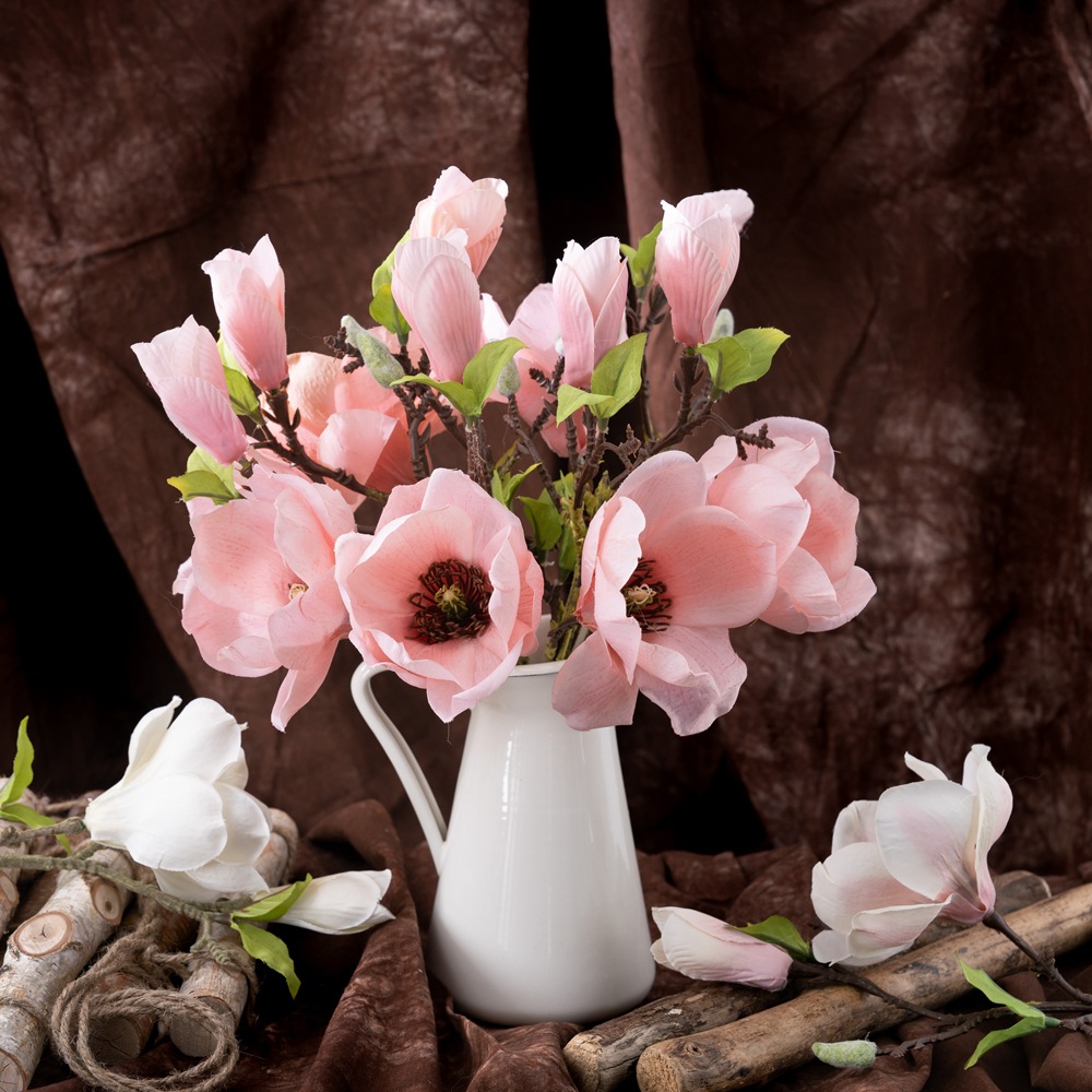 CL001018-Single branch magnolia small fresh imitation flower fake flower flower home decoration wedding fake flowers
