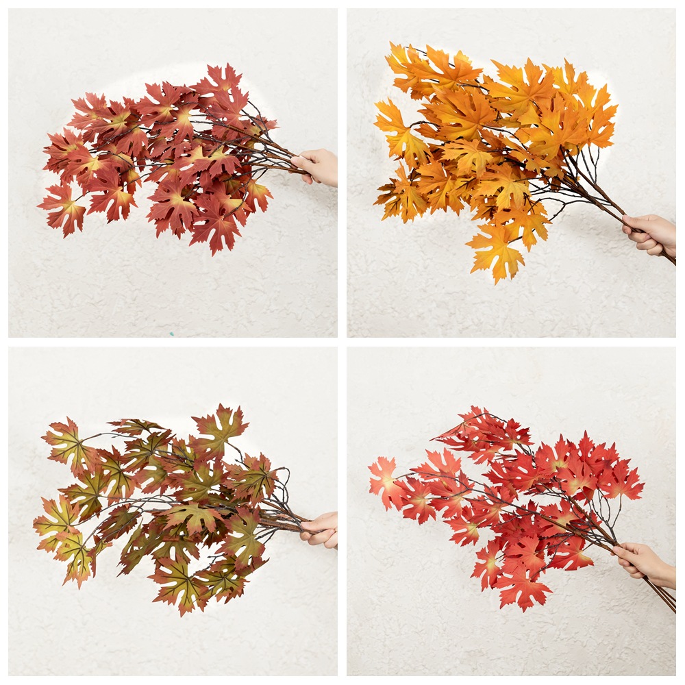 CL001023-Artificial red maple leaf manufacturers fake flower green plants wholesale wedding decorative arts and crafts INS