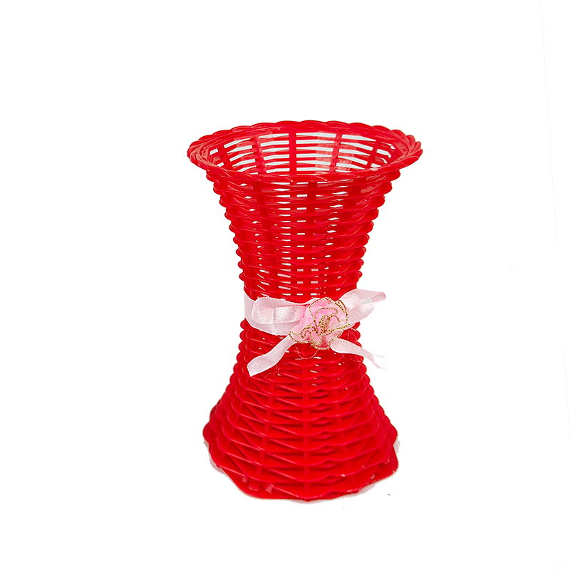 CL005005-Plastic vases Wholesale home decoration ornaments simulation flower arrangement flower container living room mini imitation rattan woven slim waist vase
