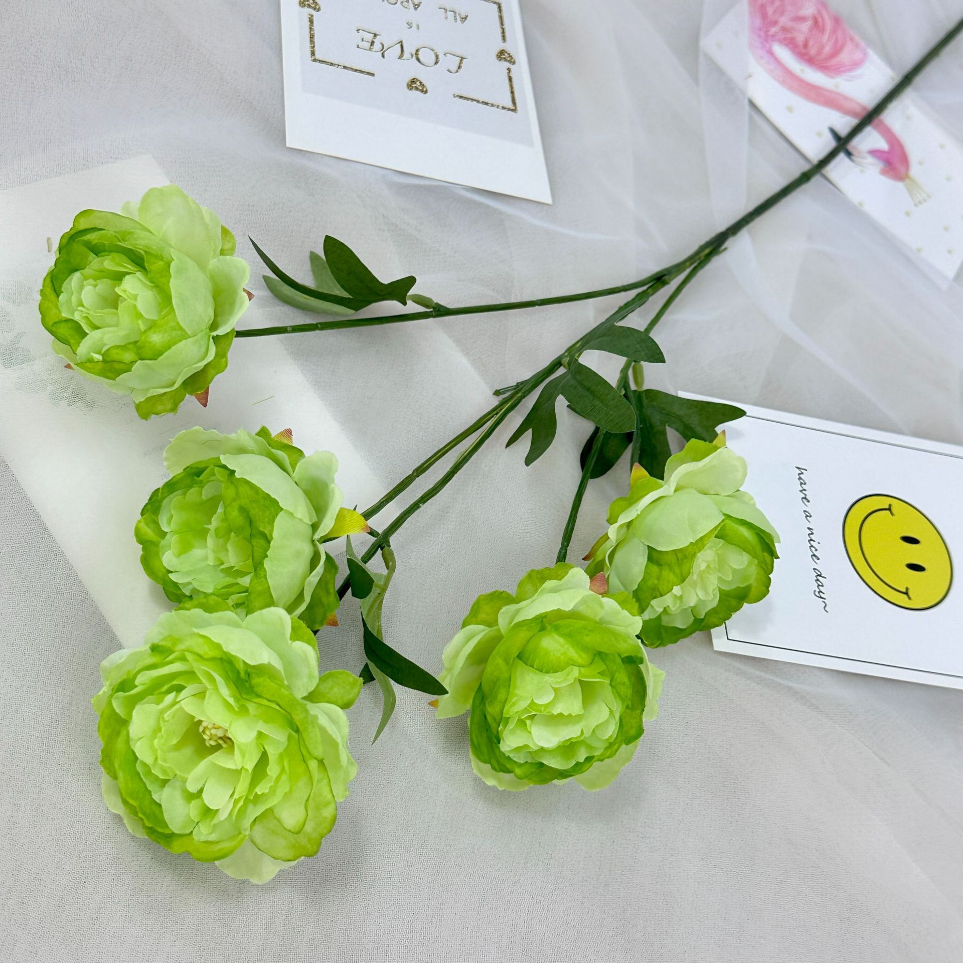 CL001044-New single 5 head Ouyang peony home table bedroom fake flower decoration decoration wedding wedding set flowers material