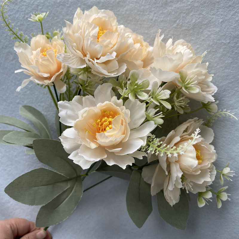CL001029-New 6-head bobo peony flower row fence wedding interior decoration artificial simulation wedding decoration fake flower plant
