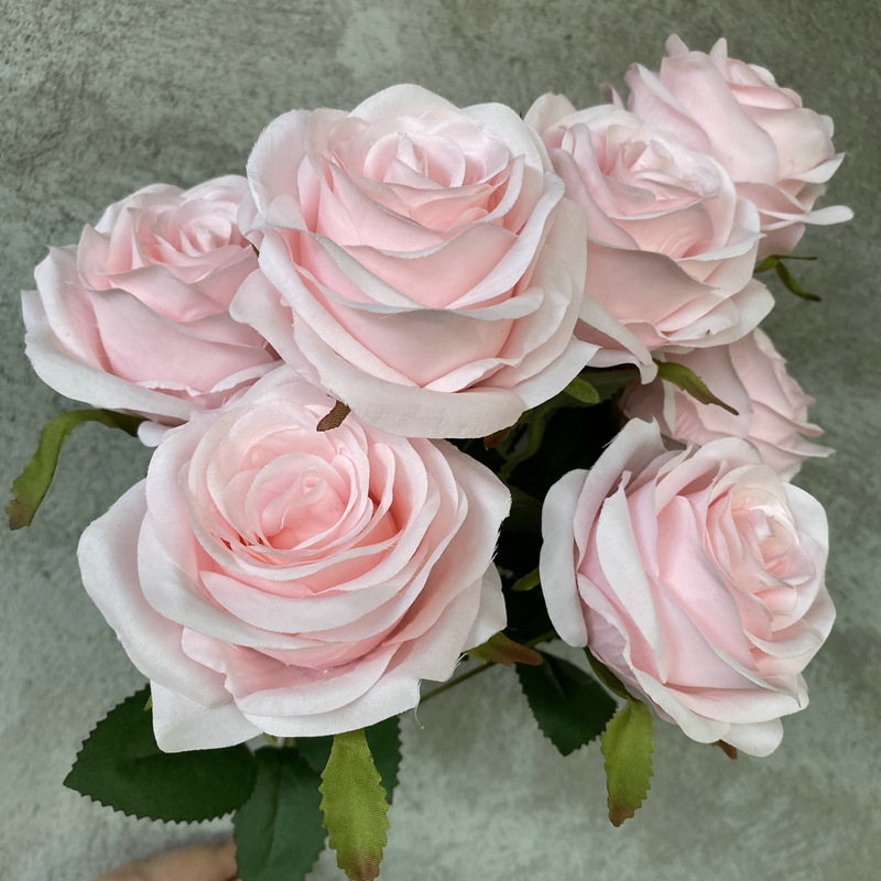 CL001048-artificial flower artificial rose 9 head rose home table bedroom fake flower decoration decoration wedding wedding set flowers 