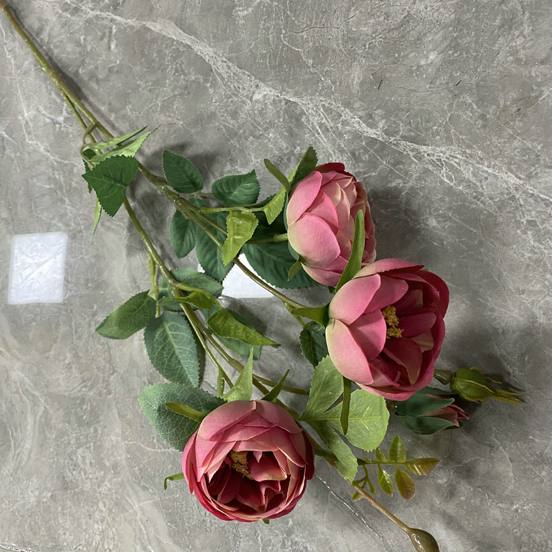 CL001054-artificial flower artificial rose Small 5 first European moon Rose Coated silk screen simulation rose home table bedroom fake flower decoration decoration wedding wedding set flowers