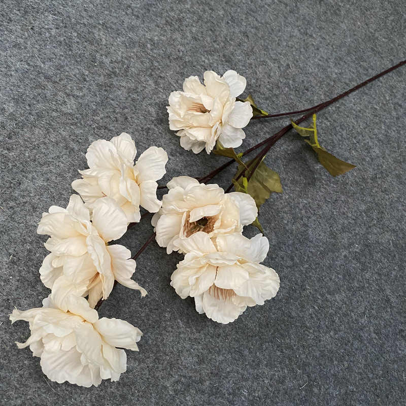 CL001031-Artificial flowers 6 head white antler peony fake flowers row fence wedding interior decoration artificial simulation wedding decoration fake flower plant