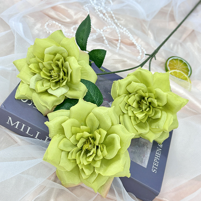 CL001063-artificial flower artificial rose 3-head elegance rose Coated silk screen simulation rose home table bedroom fake flower decoration decoration wedding wedding set flowers