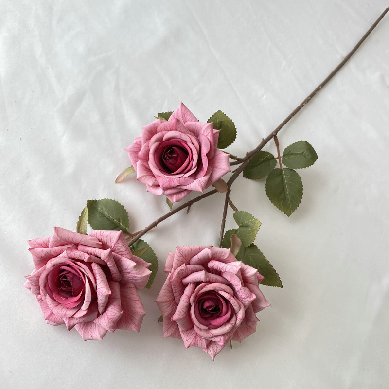 CL001049-artificial flower artificial rose 3 head Coated silk screen diamond simulation rose home table bedroom fake flower decoration decoration wedding wedding set flowers