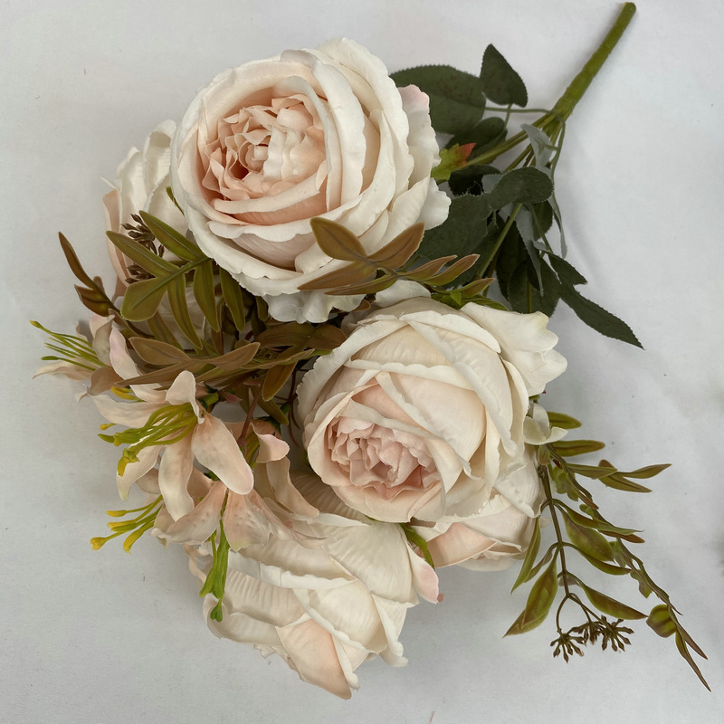 CL001051-artificial flower artificial rose 9 head Lily rose Coated silk screen simulation rose home table bedroom fake flower decoration decoration wedding wedding set flowers