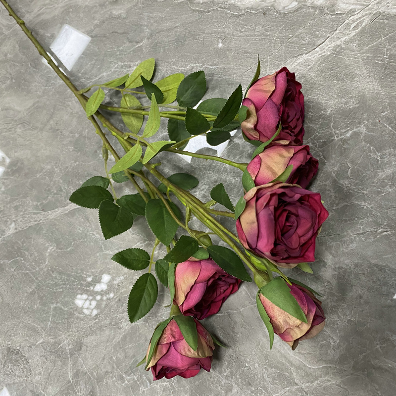CL001053-artificial flower artificial rose Six dorota heads Rose Coated silk screen simulation rose home table bedroom fake flower decoration decoration wedding wedding set flowers