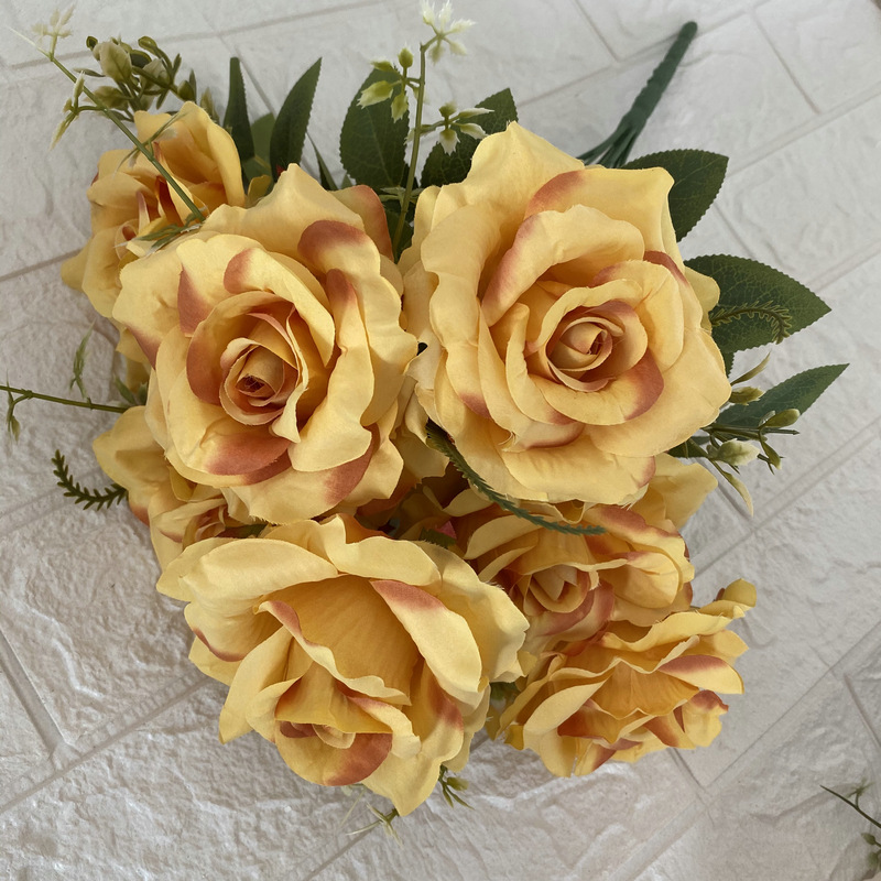 CL001057-artificial flower artificial rose 7 head large phoenix rose rose Coated silk screen simulation rose home table bedroom fake flower decoration decoration wedding wedding set flowers