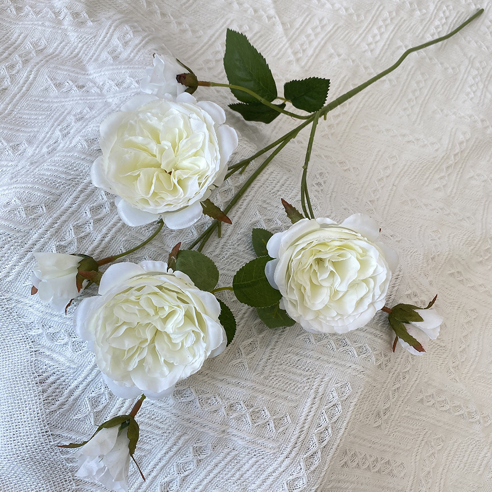 CL001060-artificial flower artificial rose7 head Austin rose rose Coated silk screen simulation rose home table bedroom fake flower decoration decoration wedding wedding set flowers