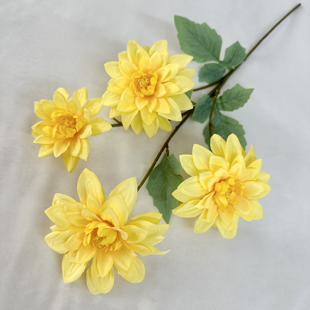 CL001073-artificial flower 4 heads dahlia flower Coated silk screen simulation rose home table bedroom fake flower decoration decoration wedding wedding set flowers
