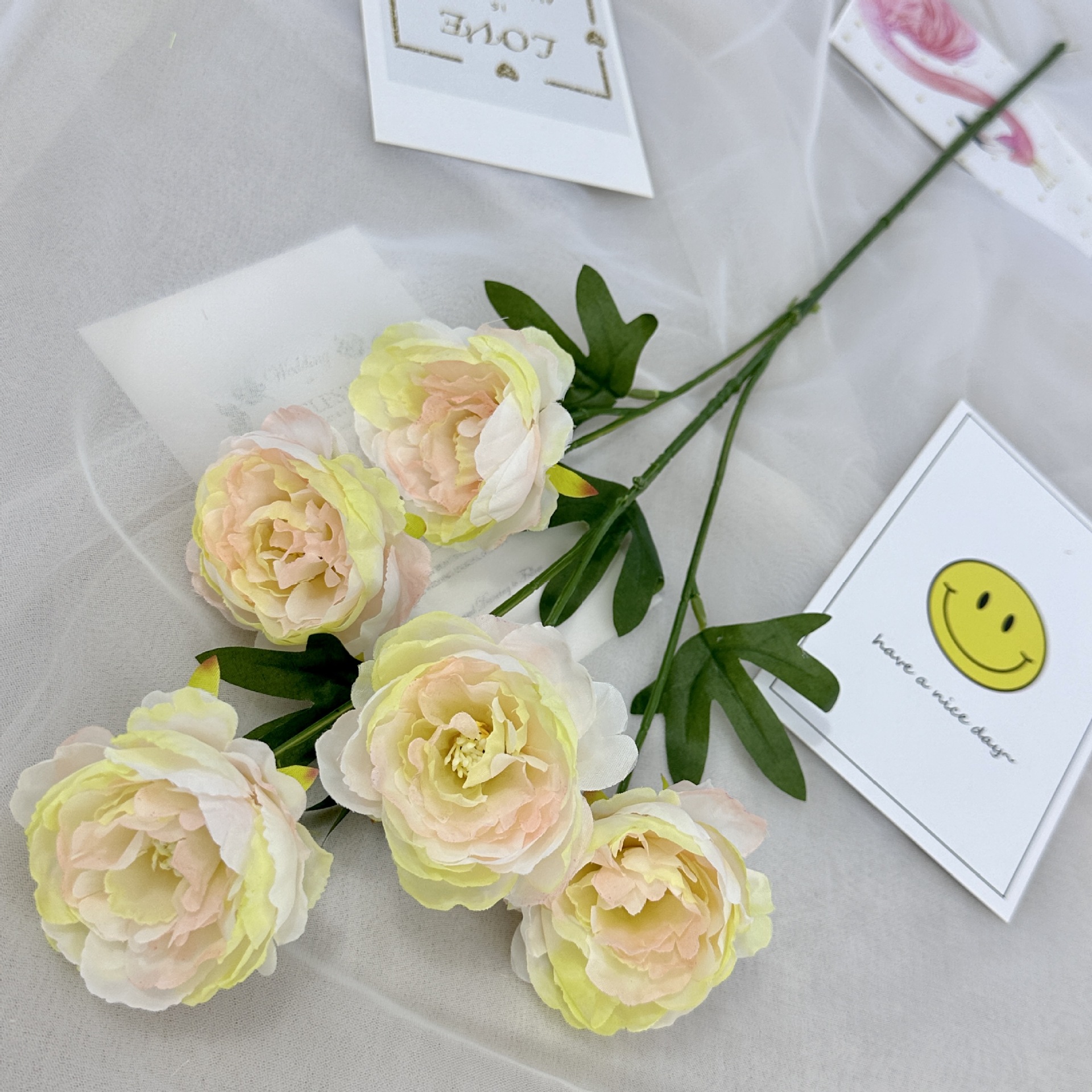 CL001044-New single 5 head Ouyang peony home table bedroom fake flower decoration decoration wedding wedding set flowers material