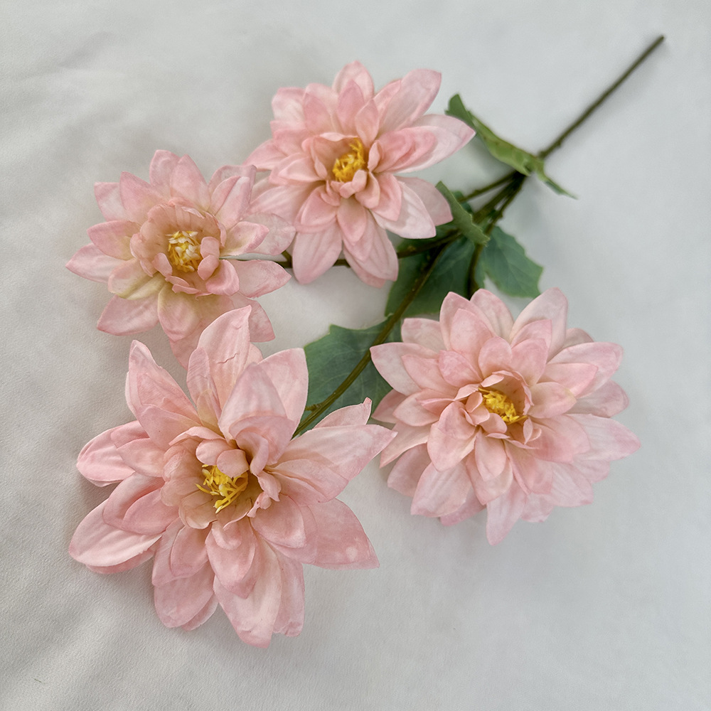 CL001073-artificial flower 4 heads dahlia flower Coated silk screen simulation rose home table bedroom fake flower decoration decoration wedding wedding set flowers