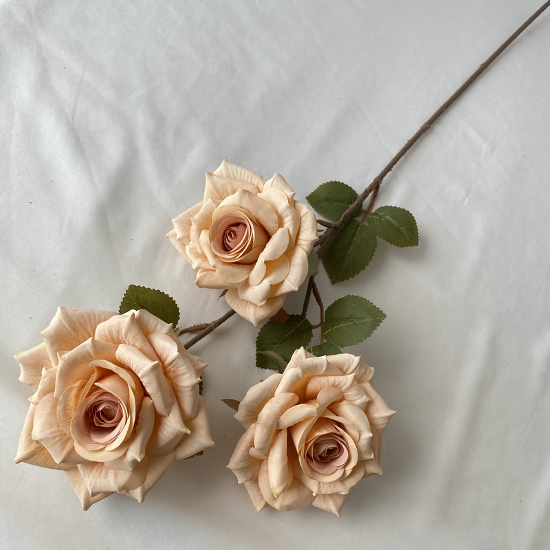 CL001049-artificial flower artificial rose 3 head Coated silk screen diamond simulation rose home table bedroom fake flower decoration decoration wedding wedding set flowers