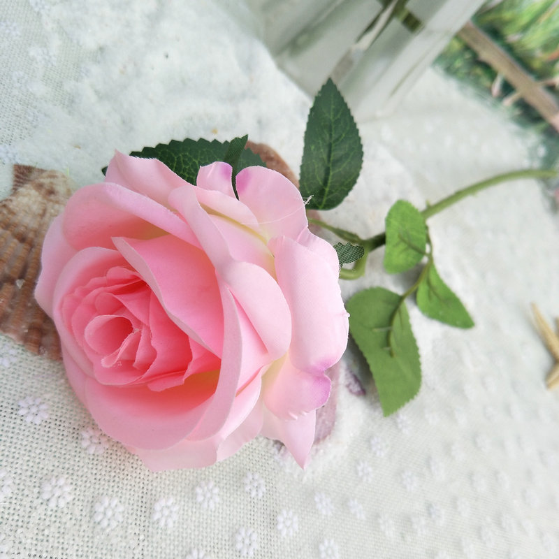 CL001068-artificial flower artificial rose Ground single rose Coated silk screen simulation rose home table bedroom fake flower decoration decoration wedding wedding set flowers