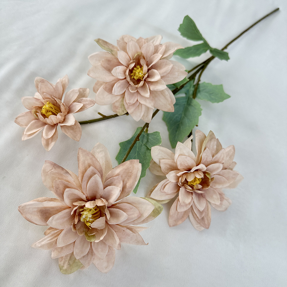 CL001073-artificial flower 4 heads dahlia flower Coated silk screen simulation rose home table bedroom fake flower decoration decoration wedding wedding set flowers