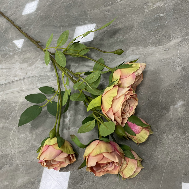 CL001053-artificial flower artificial rose Six dorota heads Rose Coated silk screen simulation rose home table bedroom fake flower decoration decoration wedding wedding set flowers
