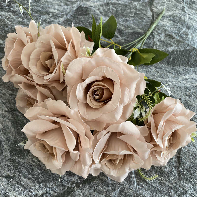 CL001057-artificial flower artificial rose 7 head large phoenix rose rose Coated silk screen simulation rose home table bedroom fake flower decoration decoration wedding wedding set flowers