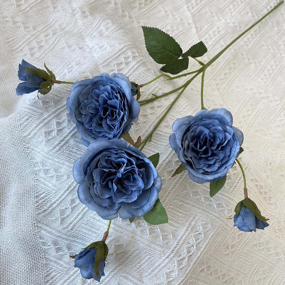 CL001060-artificial flower artificial rose7 head Austin rose rose Coated silk screen simulation rose home table bedroom fake flower decoration decoration wedding wedding set flowers