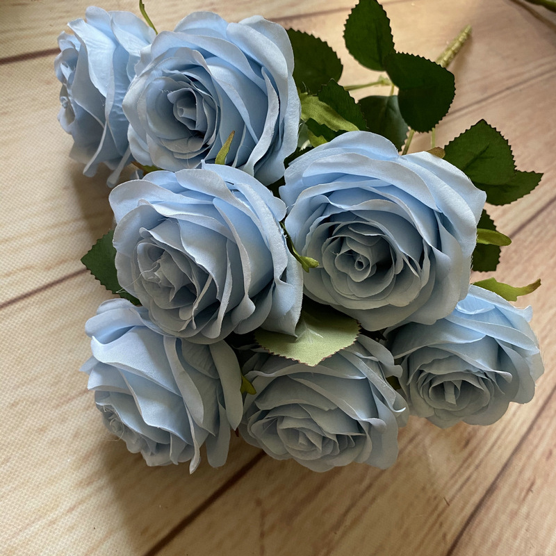 CL001048-artificial flower artificial rose 9 head rose home table bedroom fake flower decoration decoration wedding wedding set flowers 