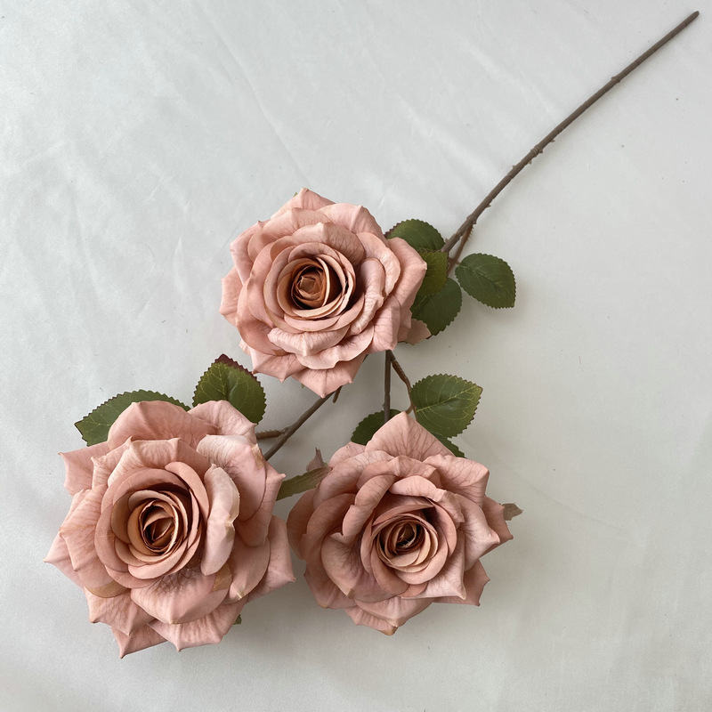 CL001049-artificial flower artificial rose 3 head Coated silk screen diamond simulation rose home table bedroom fake flower decoration decoration wedding wedding set flowers