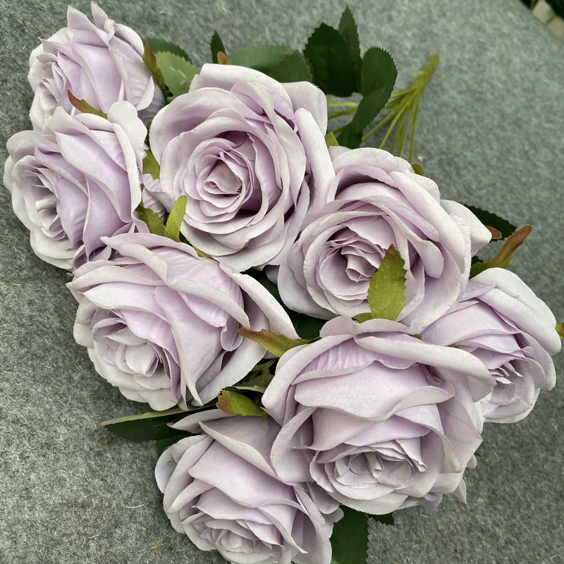 CL001048-artificial flower artificial rose 9 head rose home table bedroom fake flower decoration decoration wedding wedding set flowers 
