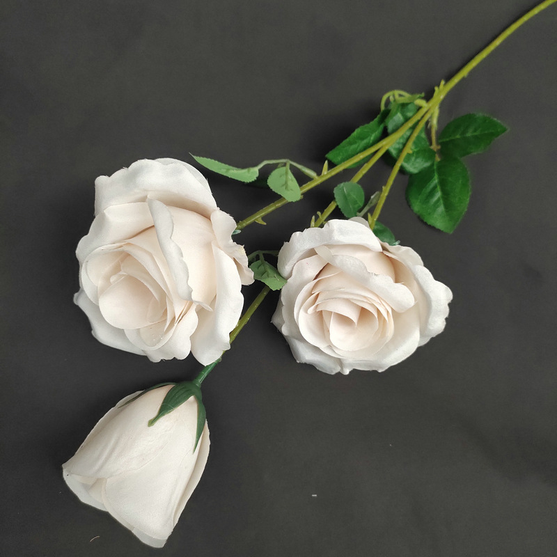 CL001067-artificial flower artificial rose 3 head emerald roses rose Coated silk screen simulation rose home table bedroom fake flower decoration decoration wedding wedding set flowers