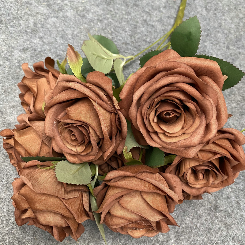 CL001048-artificial flower artificial rose 9 head rose home table bedroom fake flower decoration decoration wedding wedding set flowers 