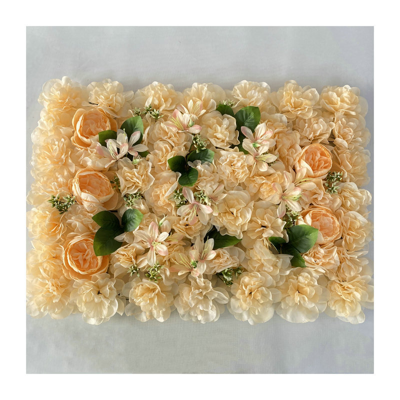 CL004003-Simulated peony Dahlia wildflowers with leaf flowers row wedding studio background fake flower shopping mall window decoration silk flowers