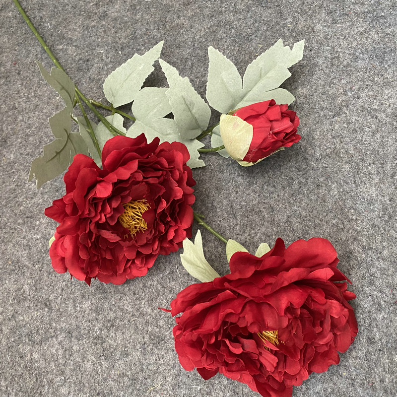 CL001034- 3 head peony simulation flower wholesale home decoration pieces palace peony fake flower wedding photography decoration