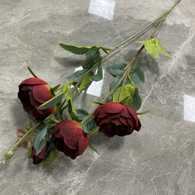 CL001054-artificial flower artificial rose Small 5 first European moon Rose Coated silk screen simulation rose home table bedroom fake flower decoration decoration wedding wedding set flowers