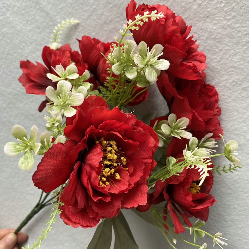 CL001029-New 6-head bobo peony flower row fence wedding interior decoration artificial simulation wedding decoration fake flower plant