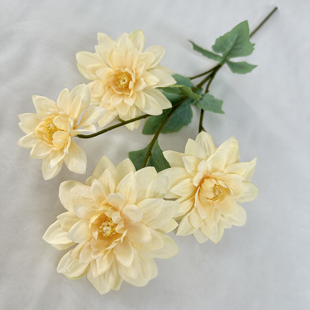 CL001073-artificial flower 4 heads dahlia flower Coated silk screen simulation rose home table bedroom fake flower decoration decoration wedding wedding set flowers