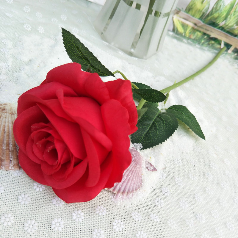 CL001068-artificial flower artificial rose Ground single rose Coated silk screen simulation rose home table bedroom fake flower decoration decoration wedding wedding set flowers