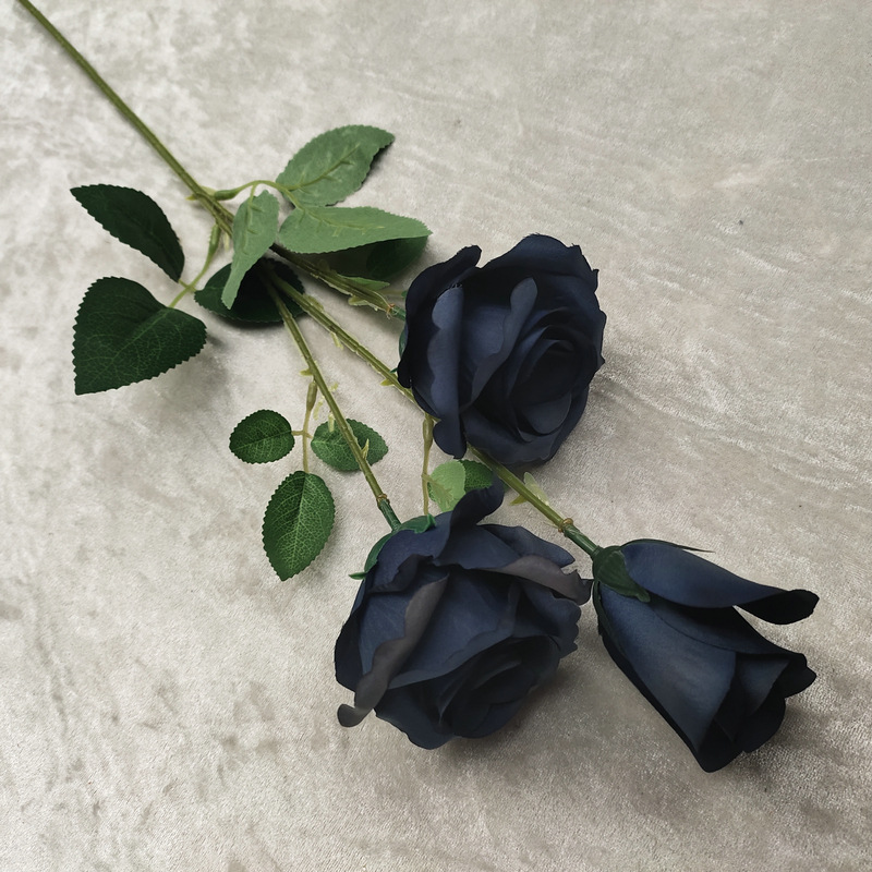 CL001067-artificial flower artificial rose 3 head emerald roses rose Coated silk screen simulation rose home table bedroom fake flower decoration decoration wedding wedding set flowers