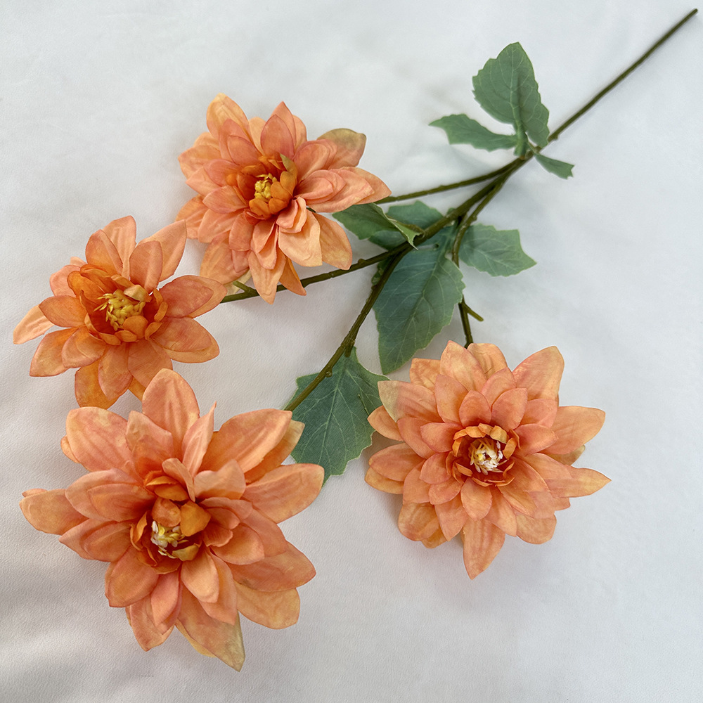 CL001073-artificial flower 4 heads dahlia flower Coated silk screen simulation rose home table bedroom fake flower decoration decoration wedding wedding set flowers