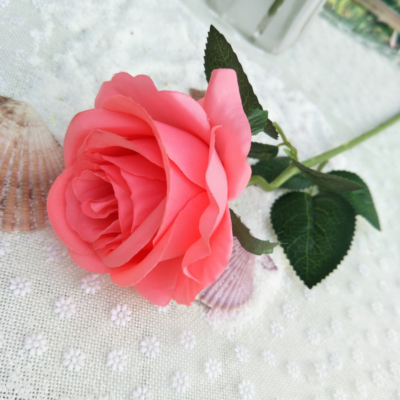 CL001068-artificial flower artificial rose Ground single rose Coated silk screen simulation rose home table bedroom fake flower decoration decoration wedding wedding set flowers