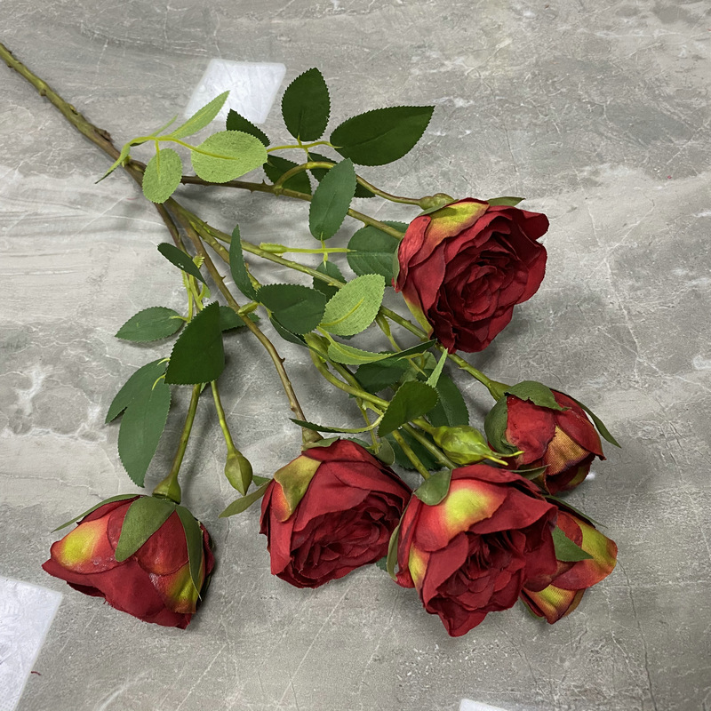CL001053-artificial flower artificial rose Six dorota heads Rose Coated silk screen simulation rose home table bedroom fake flower decoration decoration wedding wedding set flowers