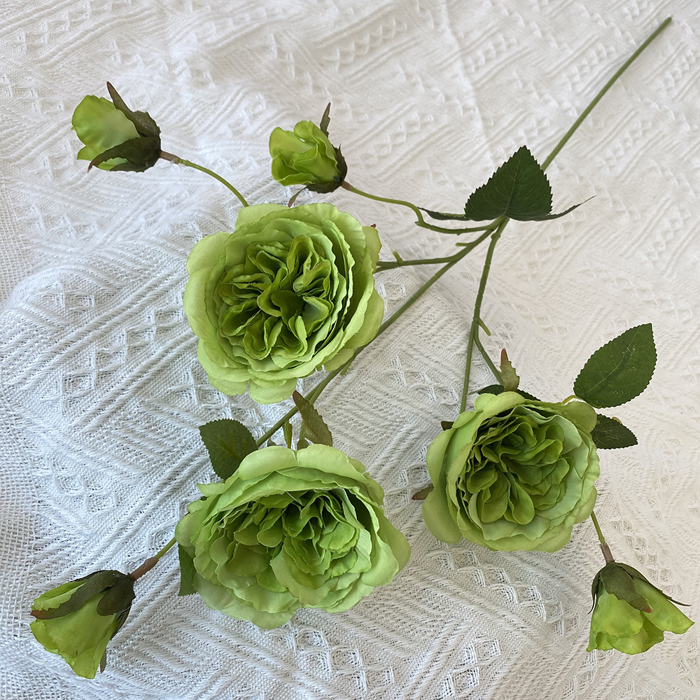 CL001060-artificial flower artificial rose7 head Austin rose rose Coated silk screen simulation rose home table bedroom fake flower decoration decoration wedding wedding set flowers
